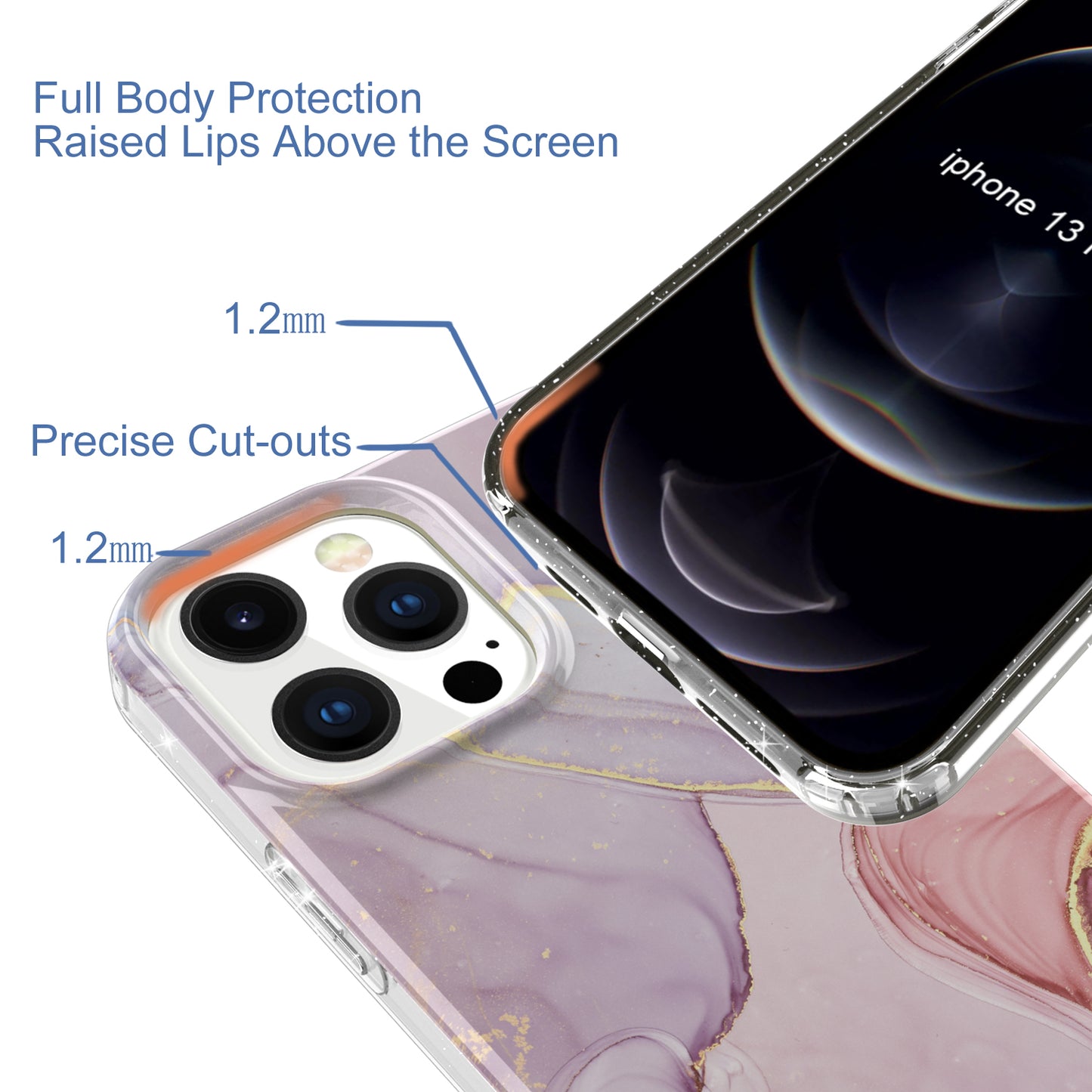 GW18 IMD Glittering Power Marble Pattern Cell Phone Case for iPhone 13 Pro Max 6.7 inch