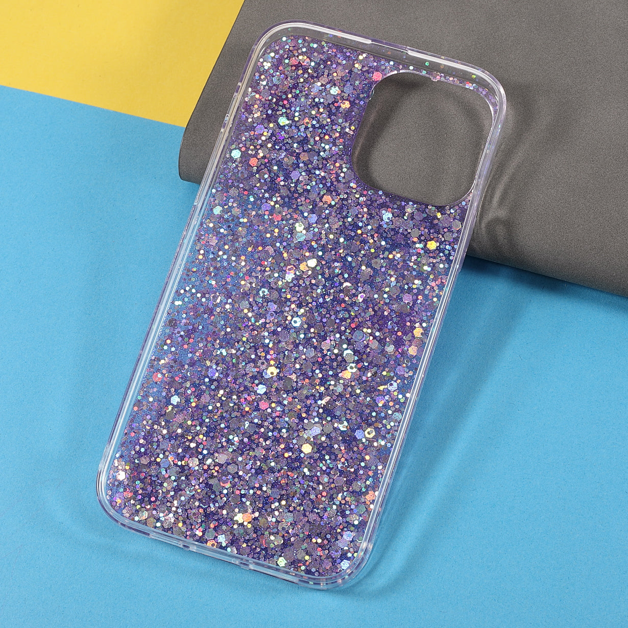3D Butterfly Pattern Glitter Powder Epoxy TPU Phone Case Protector for iPhone 13 Pro Max 6.7 inch
