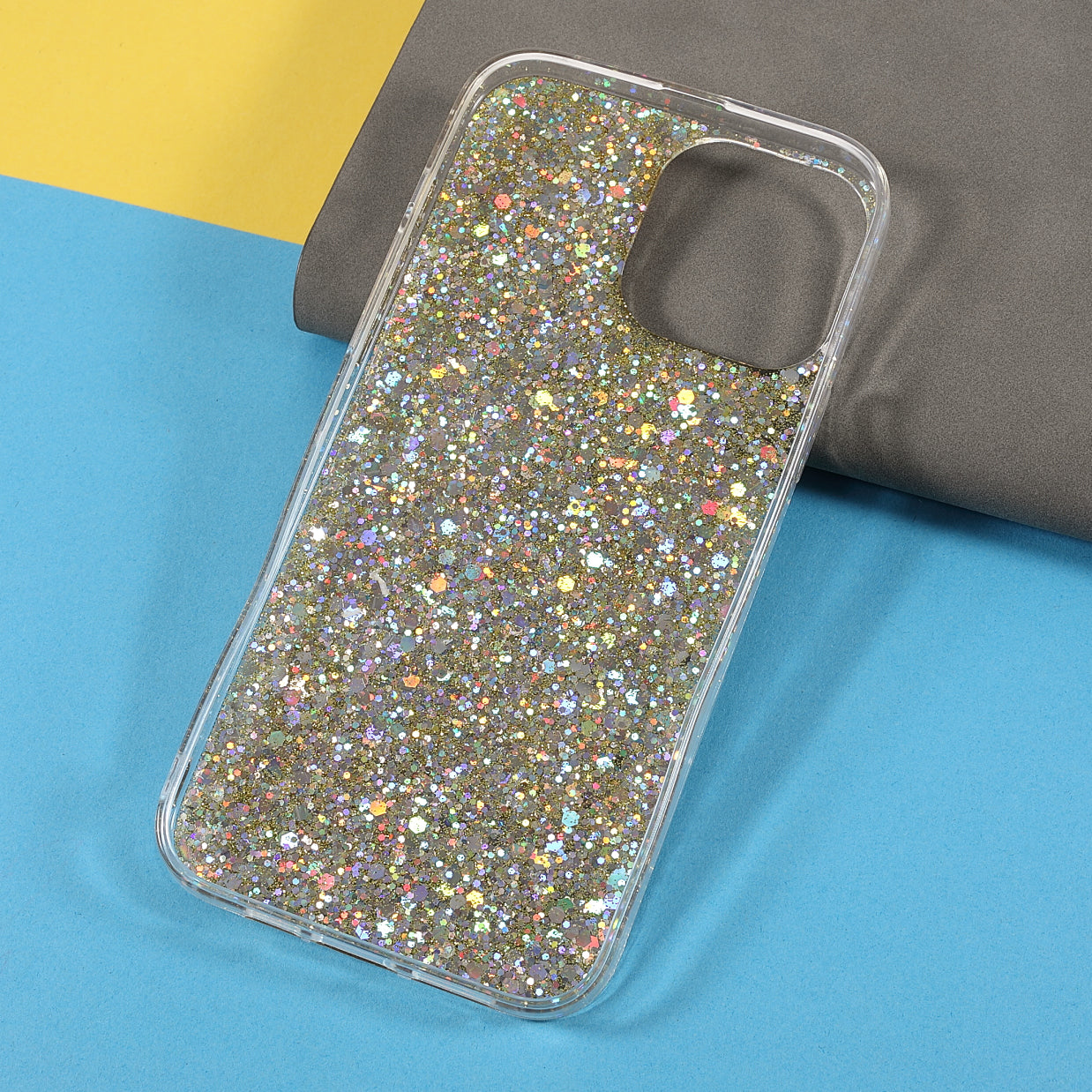 3D Butterfly Pattern Glitter Powder Epoxy TPU Phone Case Protector for iPhone 13 Pro Max 6.7 inch