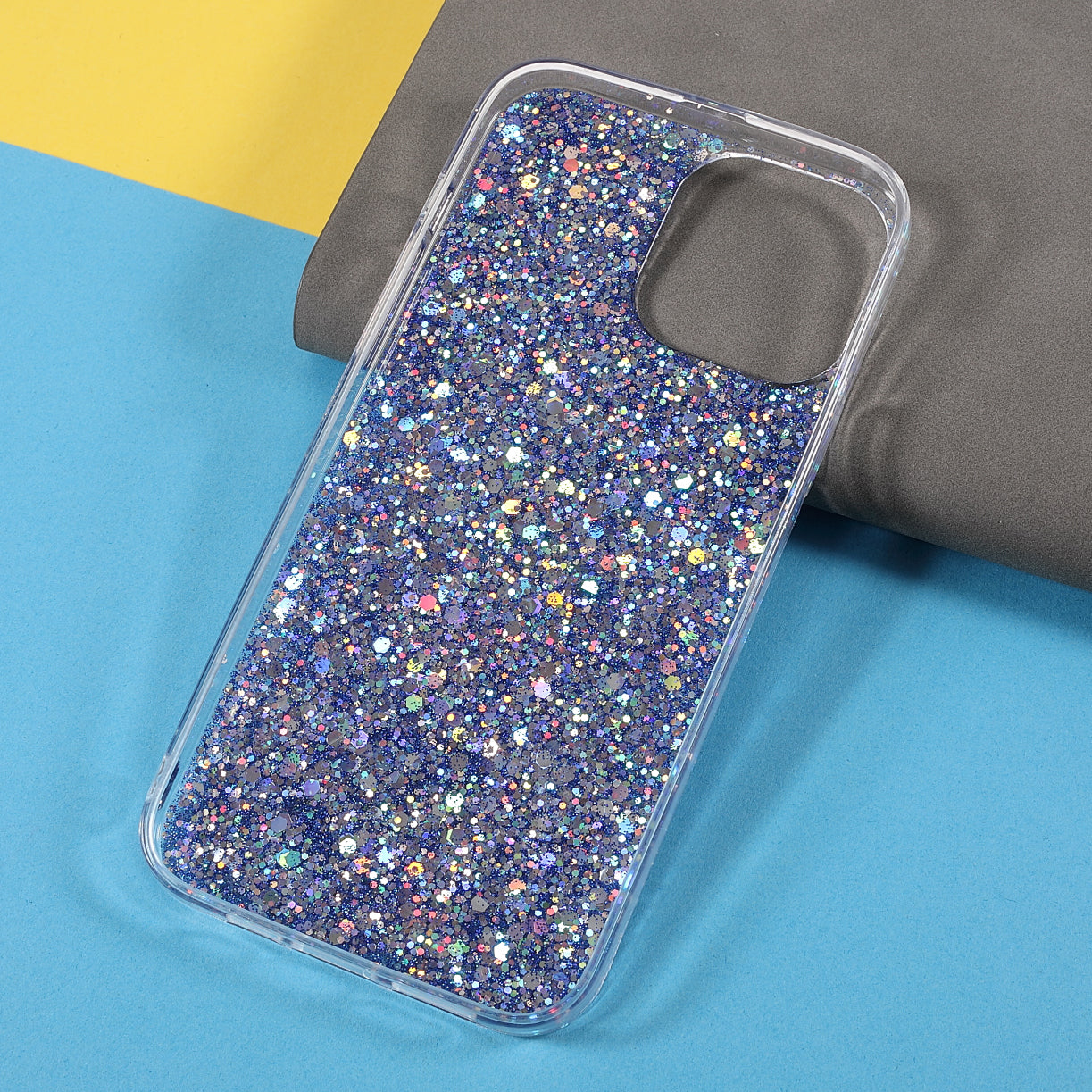 Flash Powder Sequins Fashionable Anti-Drop Acrylic+TPU Phone Cover for iPhone 13 Pro Max 6.7 inch