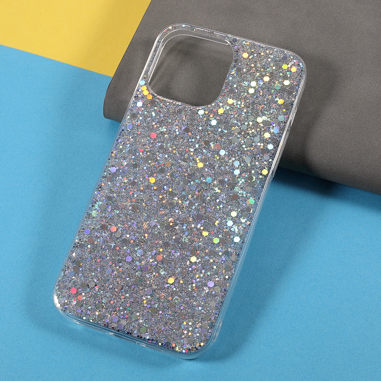Flash Powder Sequins Fashionable Anti-Drop Acrylic+TPU Phone Cover for iPhone 13 Pro Max 6.7 inch