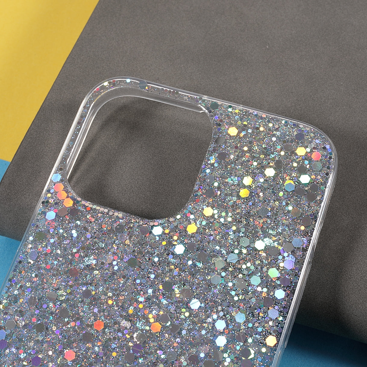 Flash Powder Sequins Fashionable Anti-Drop Acrylic+TPU Phone Cover for iPhone 13 Pro Max 6.7 inch