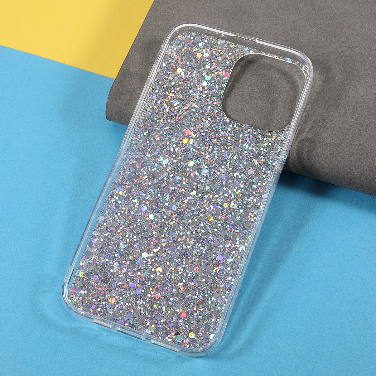 Flash Powder Sequins Fashionable Anti-Drop Acrylic+TPU Phone Cover for iPhone 13 Pro Max 6.7 inch
