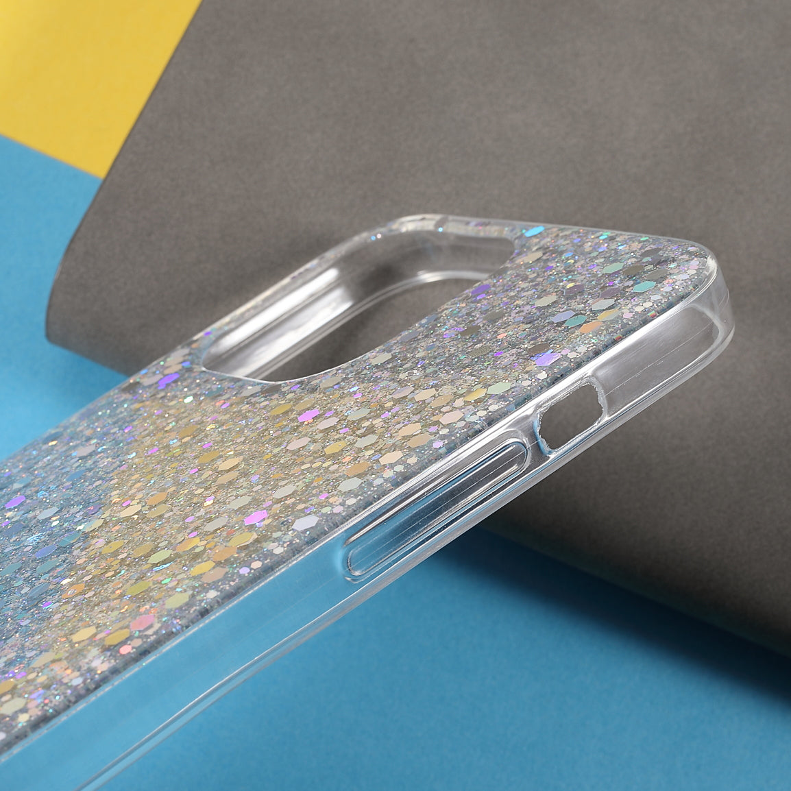 Flash Powder Sequins Fashionable Anti-Drop Acrylic+TPU Phone Cover for iPhone 13 Pro Max 6.7 inch