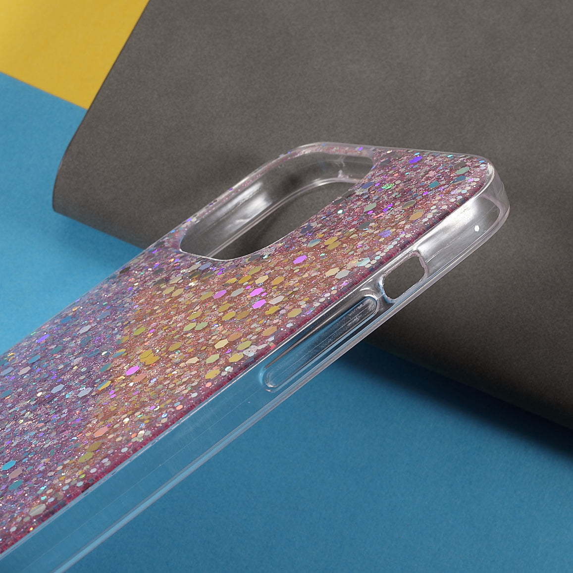 Flash Powder Sequins Fashionable Anti-Drop Acrylic+TPU Phone Cover for iPhone 13 Pro Max 6.7 inch