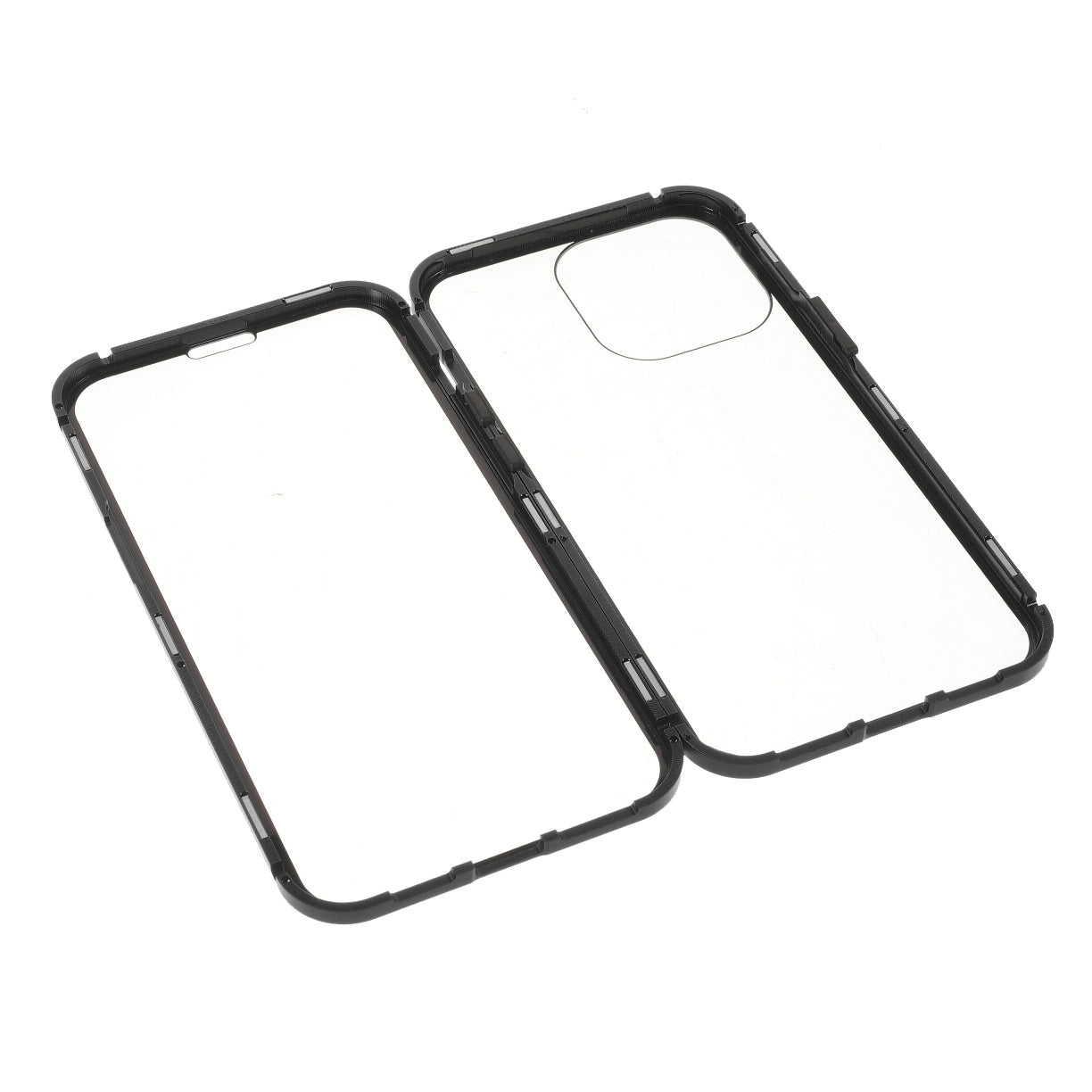 Metal Frame + Double-sided Tempered Glass Full Coverage Magnetic Absorption Phone Shell Case for iPhone 13 Pro Max 6.7 inch