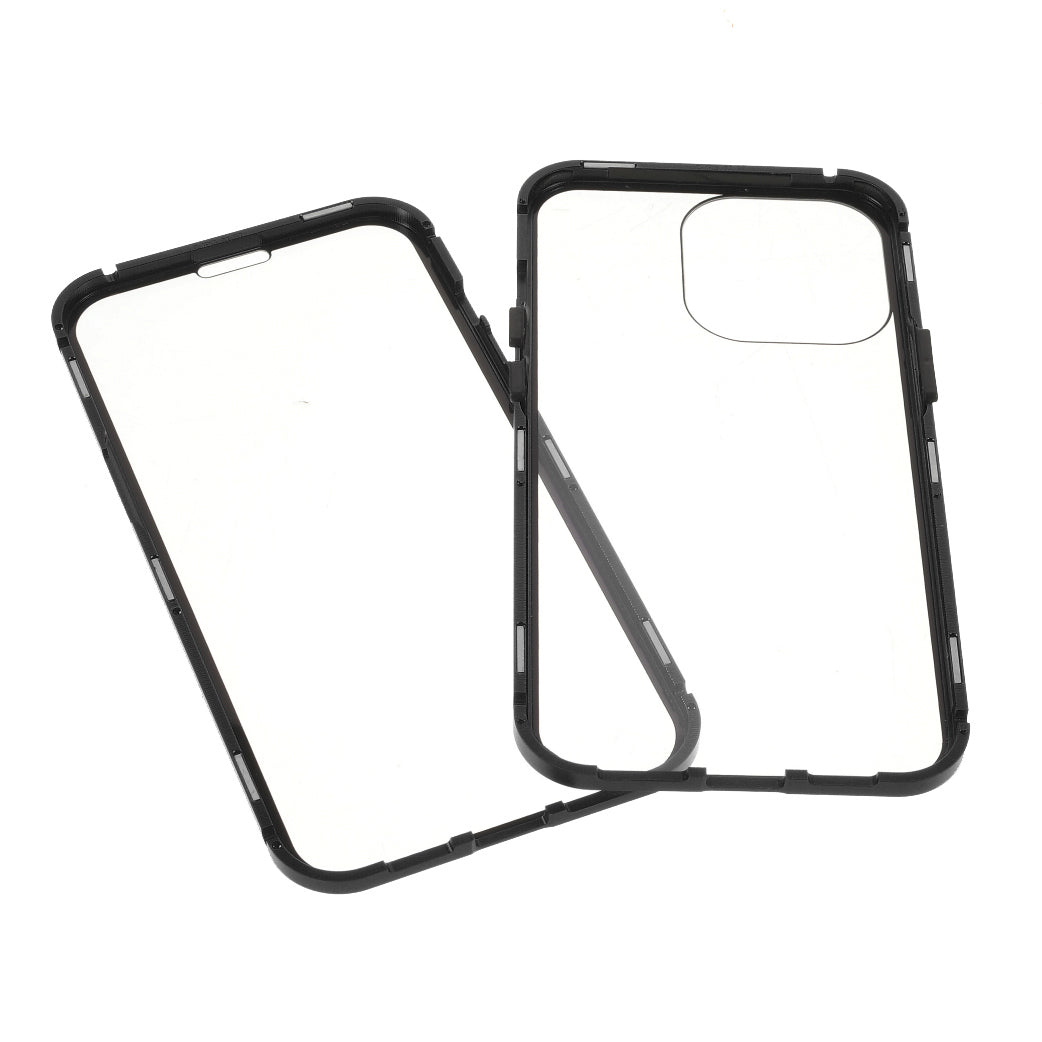 Metal Frame + Double-sided Tempered Glass Full Coverage Magnetic Absorption Phone Shell Case for iPhone 13 Pro Max 6.7 inch