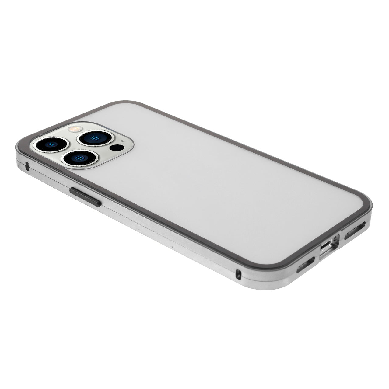 Metal Frame + Double-sided Tempered Glass Full Coverage Magnetic Absorption Phone Shell Case for iPhone 13 Pro Max 6.7 inch