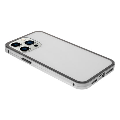 Metal Frame + Double-sided Tempered Glass Full Coverage Magnetic Absorption Phone Shell Case for iPhone 13 Pro Max 6.7 inch