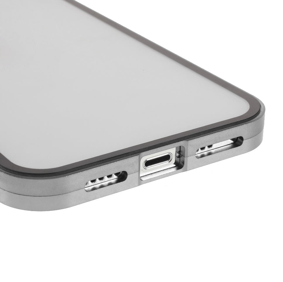 Metal Frame + Double-sided Tempered Glass Full Coverage Magnetic Absorption Phone Shell Case for iPhone 13 Pro Max 6.7 inch