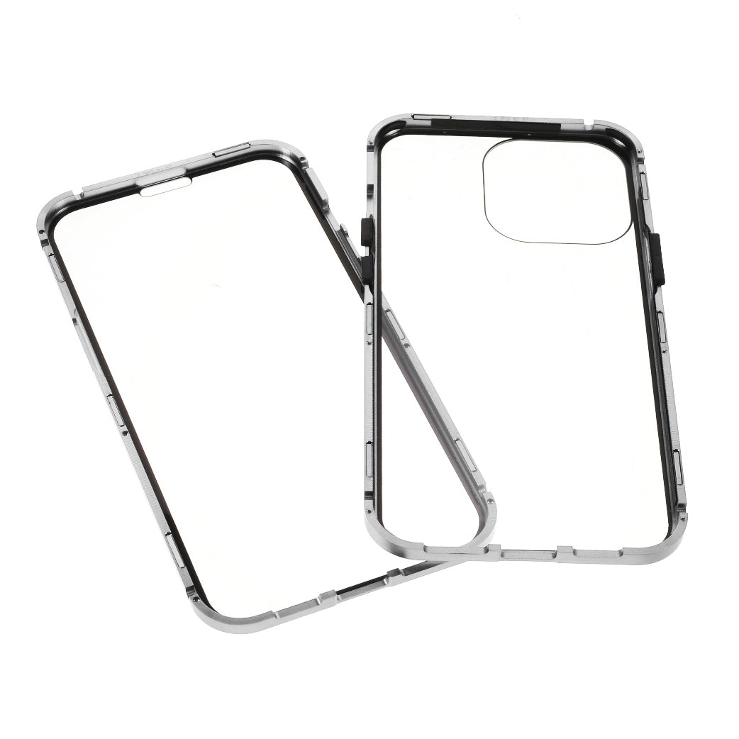 Metal Frame + Double-sided Tempered Glass Full Coverage Magnetic Absorption Phone Shell Case for iPhone 13 Pro Max 6.7 inch
