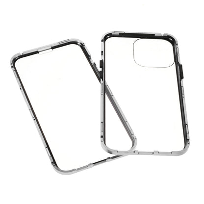 Metal Frame + Double-sided Tempered Glass Full Coverage Magnetic Absorption Phone Shell Case for iPhone 13 Pro Max 6.7 inch