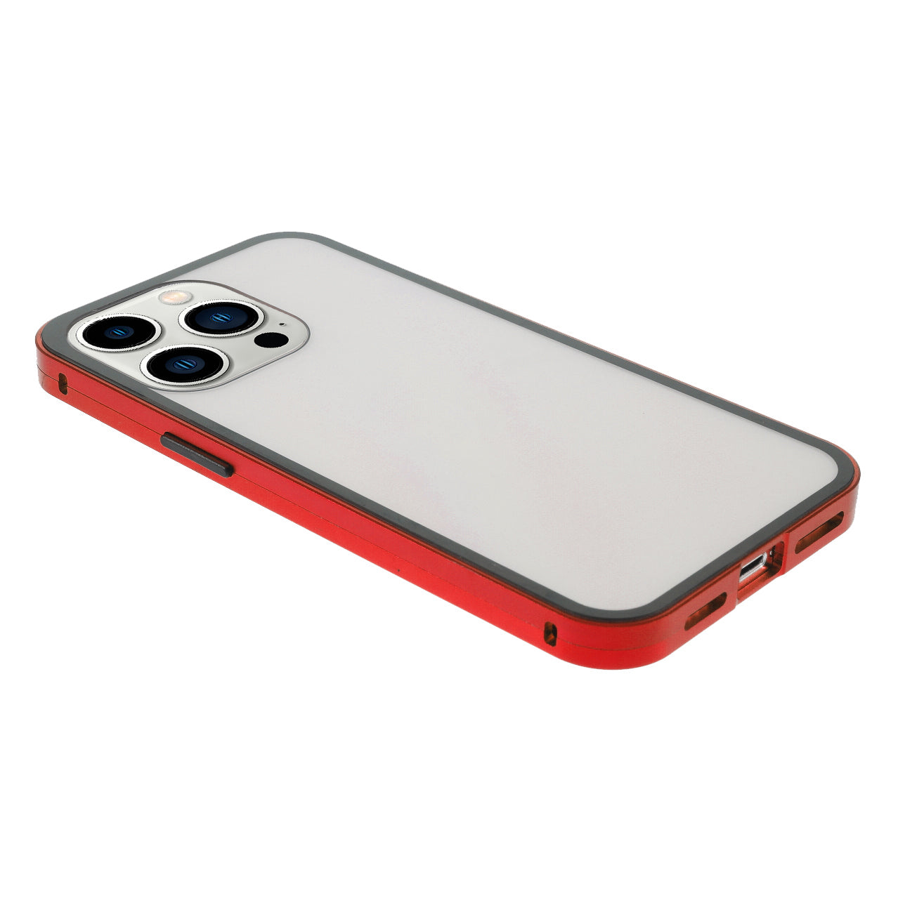 Metal Frame + Double-sided Tempered Glass Full Coverage Magnetic Absorption Phone Shell Case for iPhone 13 Pro Max 6.7 inch