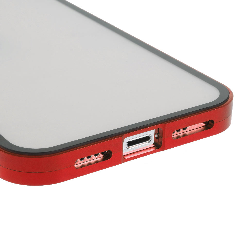 Metal Frame + Double-sided Tempered Glass Full Coverage Magnetic Absorption Phone Shell Case for iPhone 13 Pro Max 6.7 inch