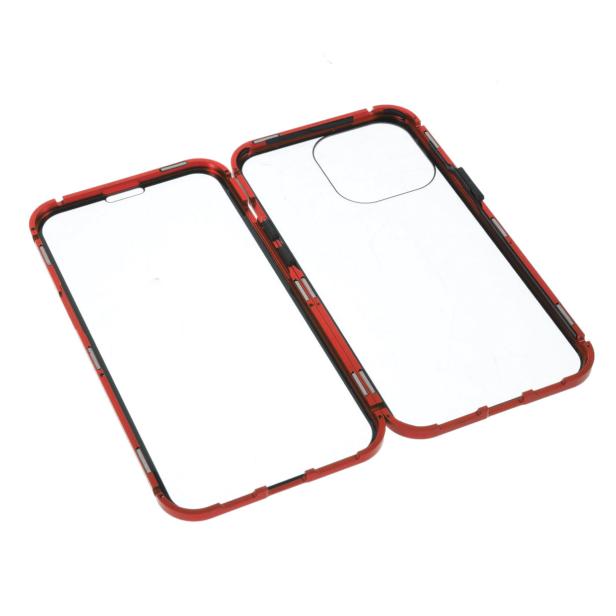 Metal Frame + Double-sided Tempered Glass Full Coverage Magnetic Absorption Phone Shell Case for iPhone 13 Pro Max 6.7 inch