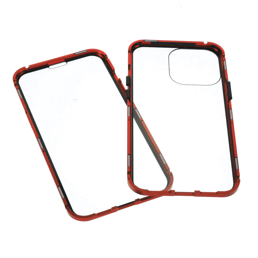 Metal Frame + Double-sided Tempered Glass Full Coverage Magnetic Absorption Phone Shell Case for iPhone 13 Pro Max 6.7 inch