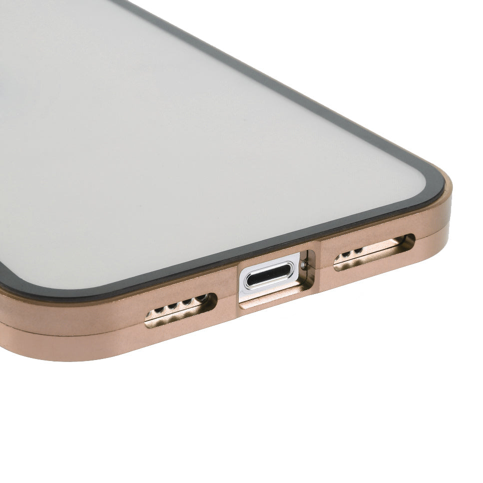 Metal Frame + Double-sided Tempered Glass Full Coverage Magnetic Absorption Phone Shell Case for iPhone 13 Pro Max 6.7 inch