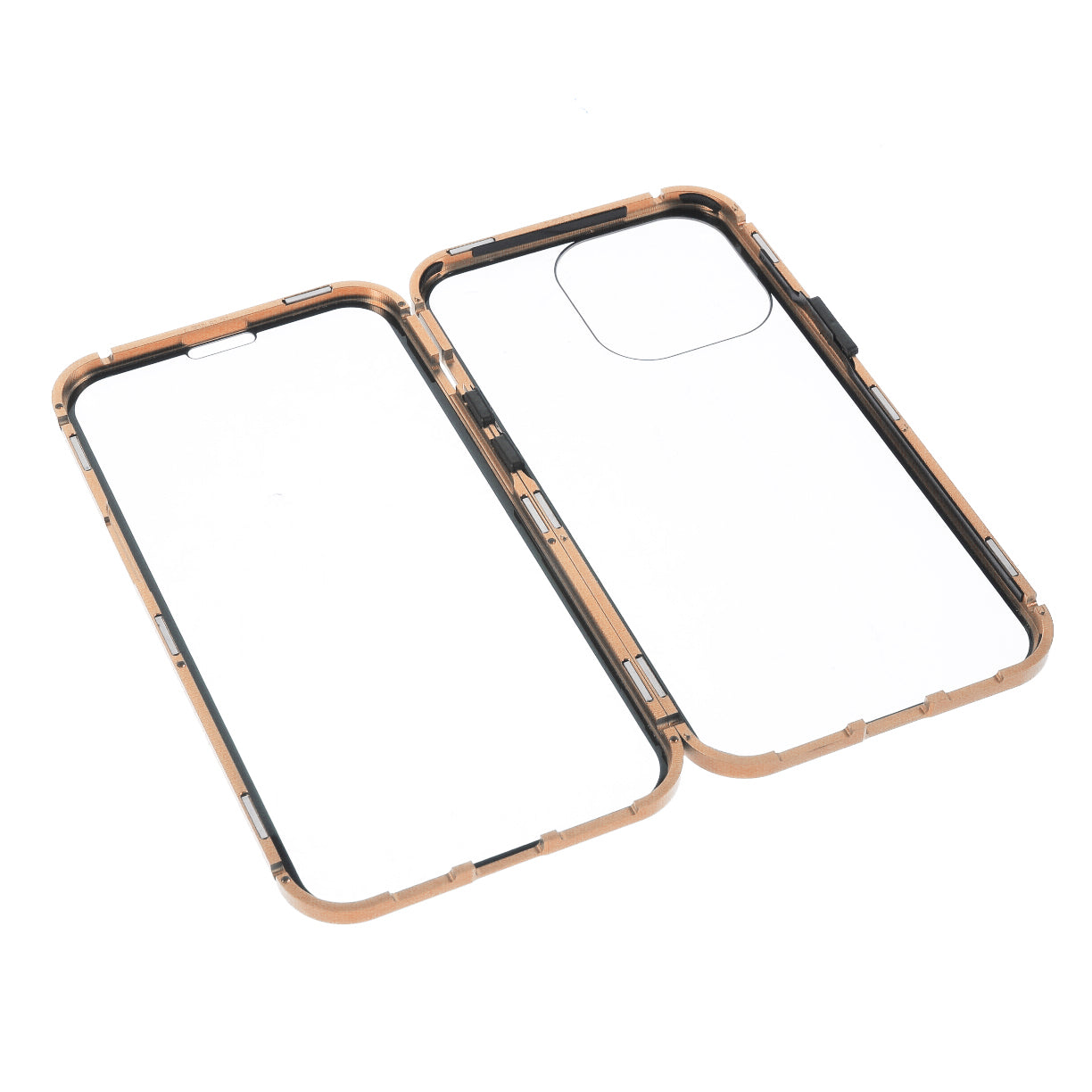 Metal Frame + Double-sided Tempered Glass Full Coverage Magnetic Absorption Phone Shell Case for iPhone 13 Pro Max 6.7 inch