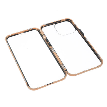 Metal Frame + Double-sided Tempered Glass Full Coverage Magnetic Absorption Phone Shell Case for iPhone 13 Pro Max 6.7 inch