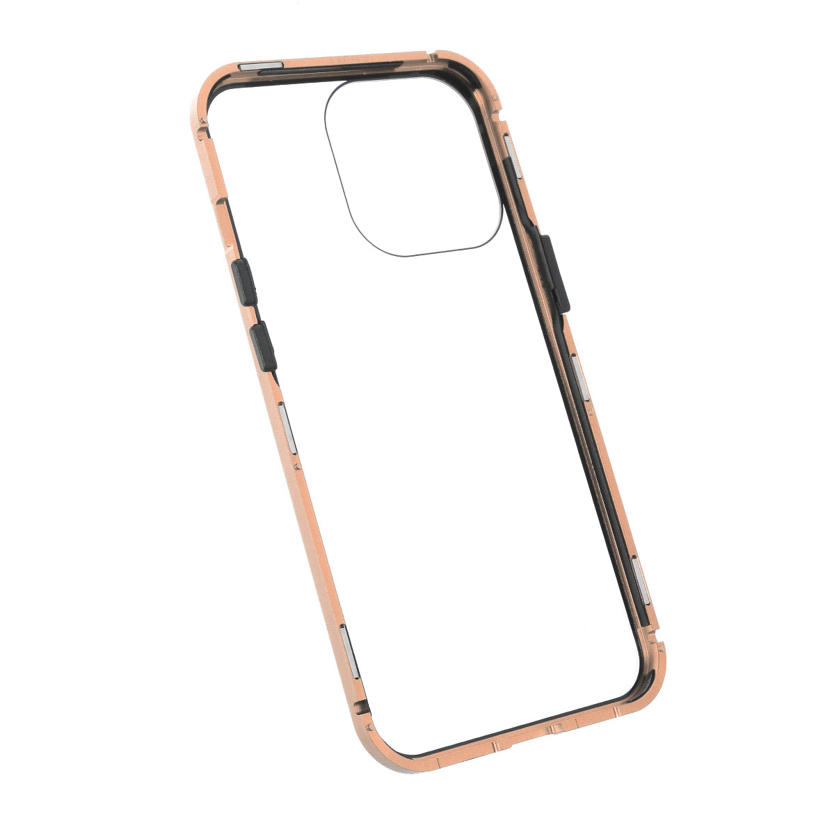 Metal Frame + Double-sided Tempered Glass Full Coverage Magnetic Absorption Phone Shell Case for iPhone 13 Pro Max 6.7 inch