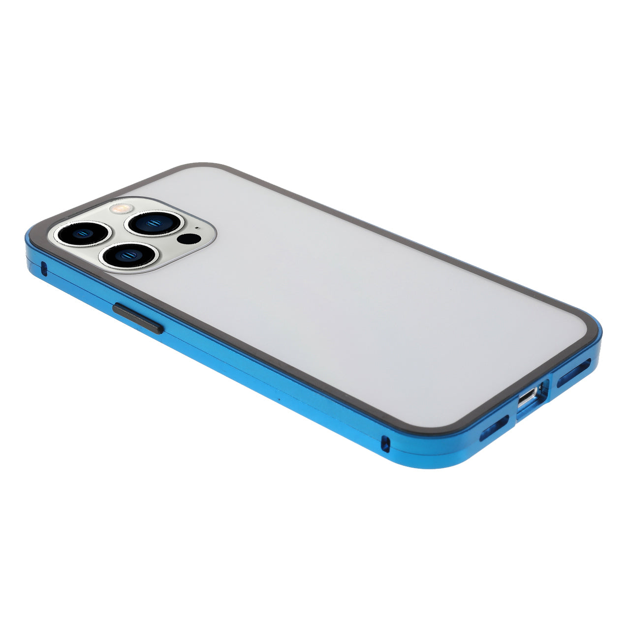 Metal Frame + Double-sided Tempered Glass Full Coverage Magnetic Absorption Phone Shell Case for iPhone 13 Pro Max 6.7 inch
