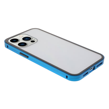 Metal Frame + Double-sided Tempered Glass Full Coverage Magnetic Absorption Phone Shell Case for iPhone 13 Pro Max 6.7 inch