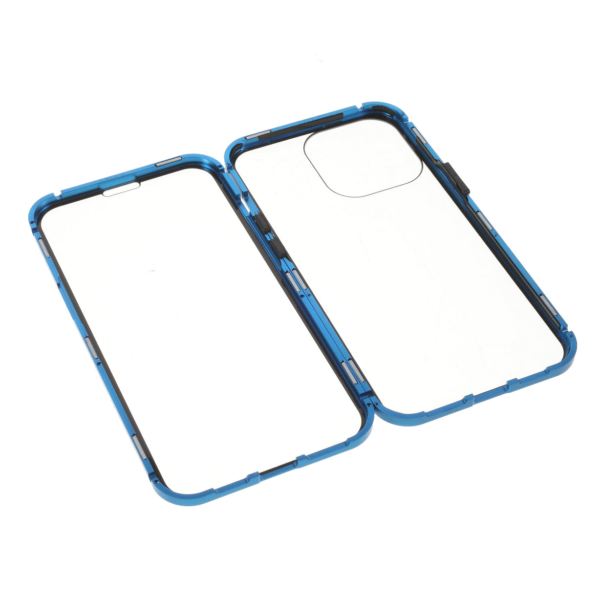 Metal Frame + Double-sided Tempered Glass Full Coverage Magnetic Absorption Phone Shell Case for iPhone 13 Pro Max 6.7 inch