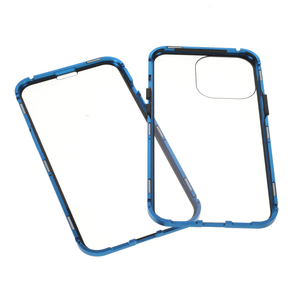 Metal Frame + Double-sided Tempered Glass Full Coverage Magnetic Absorption Phone Shell Case for iPhone 13 Pro Max 6.7 inch