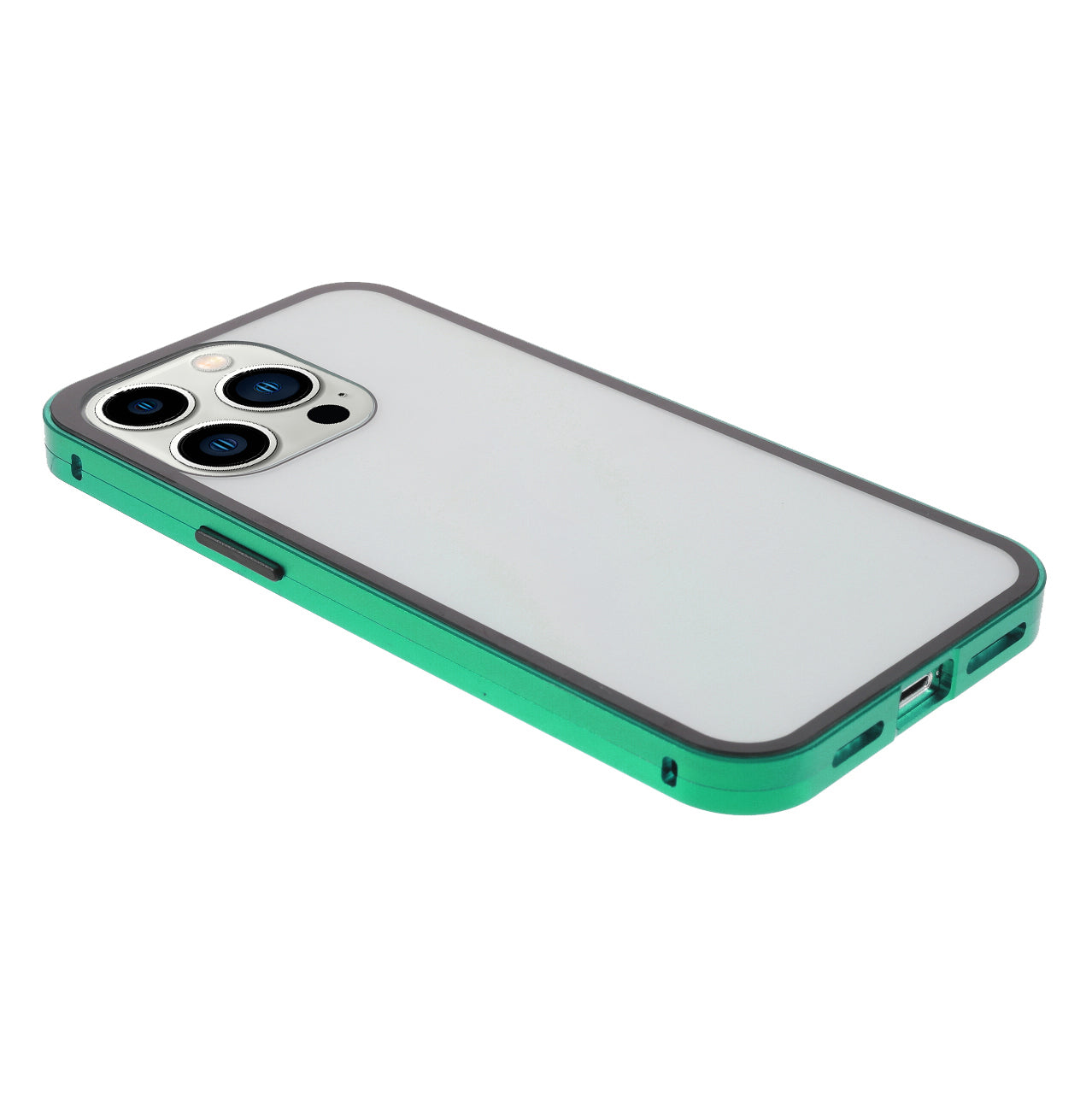 Metal Frame + Double-sided Tempered Glass Full Coverage Magnetic Absorption Phone Shell Case for iPhone 13 Pro Max 6.7 inch