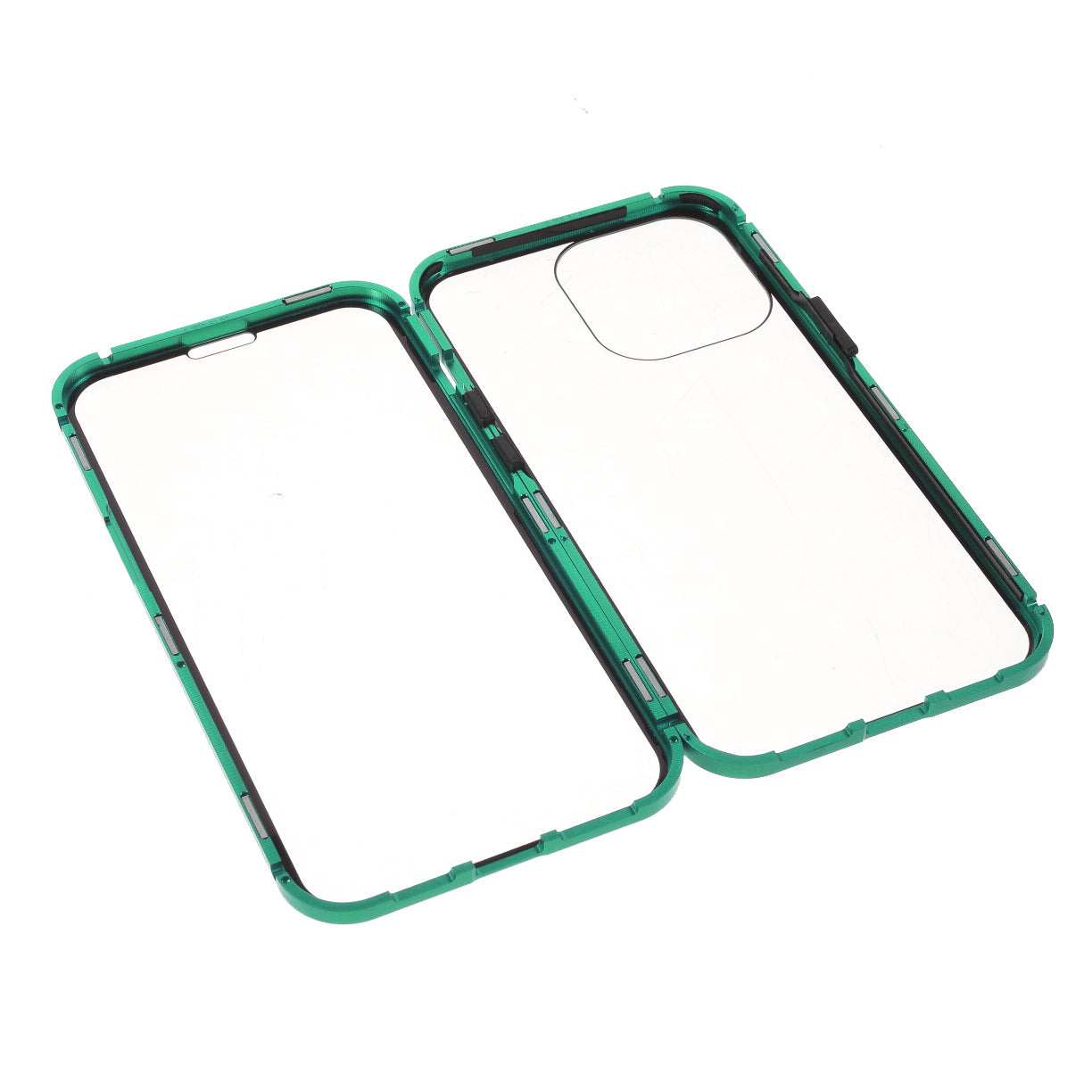 Metal Frame + Double-sided Tempered Glass Full Coverage Magnetic Absorption Phone Shell Case for iPhone 13 Pro Max 6.7 inch