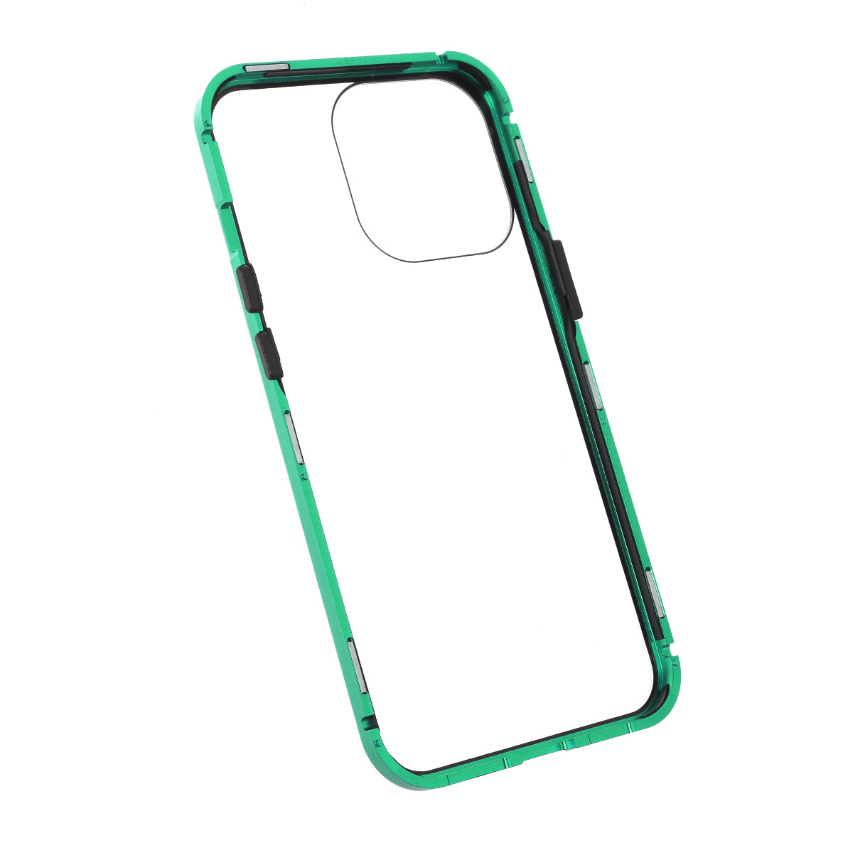 Metal Frame + Double-sided Tempered Glass Full Coverage Magnetic Absorption Phone Shell Case for iPhone 13 Pro Max 6.7 inch