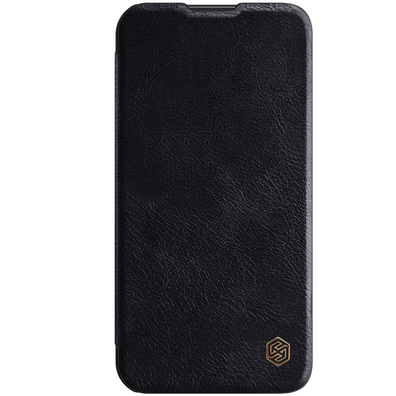 NILLKIN Qin Series Ultra Thin Sliding Cover Design Lens Protection Flip PU Leather Cover with Card Holder for iPhone 13 Pro Max 6.7 inch