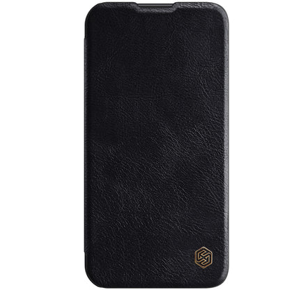 NILLKIN Qin Series Ultra Thin Sliding Cover Design Lens Protection Flip PU Leather Cover with Card Holder for iPhone 13 Pro Max 6.7 inch