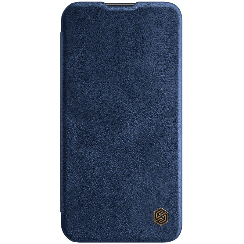 NILLKIN Qin Series Ultra Thin Sliding Cover Design Lens Protection Flip PU Leather Cover with Card Holder for iPhone 13 Pro Max 6.7 inch