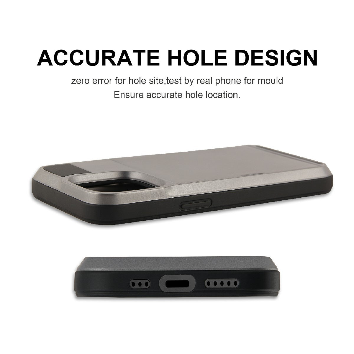 TPU + PC Hybrid Phone Case Protective Cover with Slide Card Holder for iPhone 13 Pro Max 6.7 inch