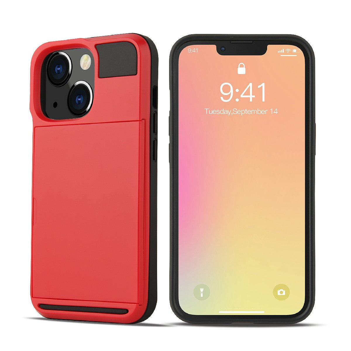 TPU + PC Hybrid Phone Case Protective Cover with Slide Card Holder for iPhone 13 Pro Max 6.7 inch