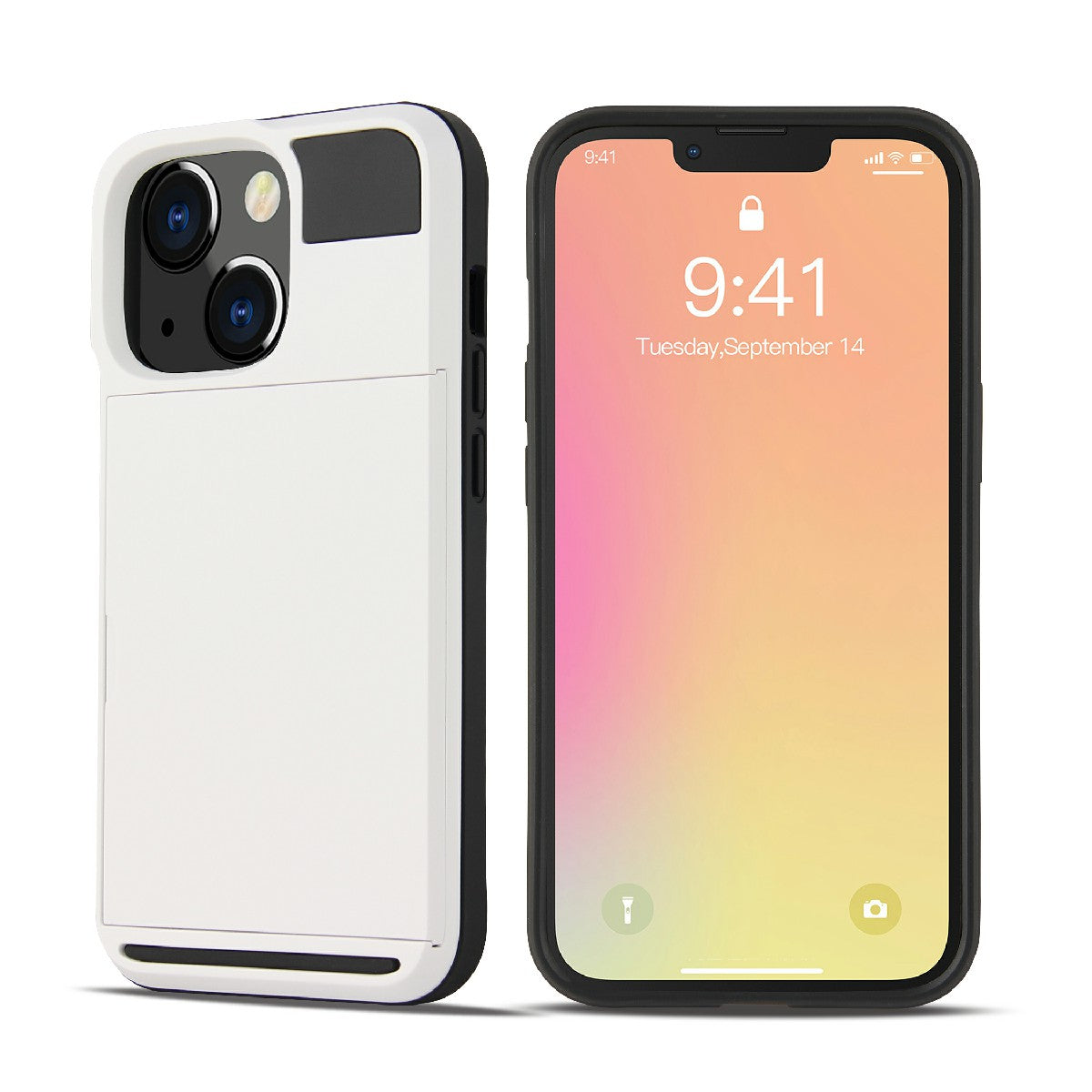 TPU + PC Hybrid Phone Case Protective Cover with Slide Card Holder for iPhone 13 Pro Max 6.7 inch
