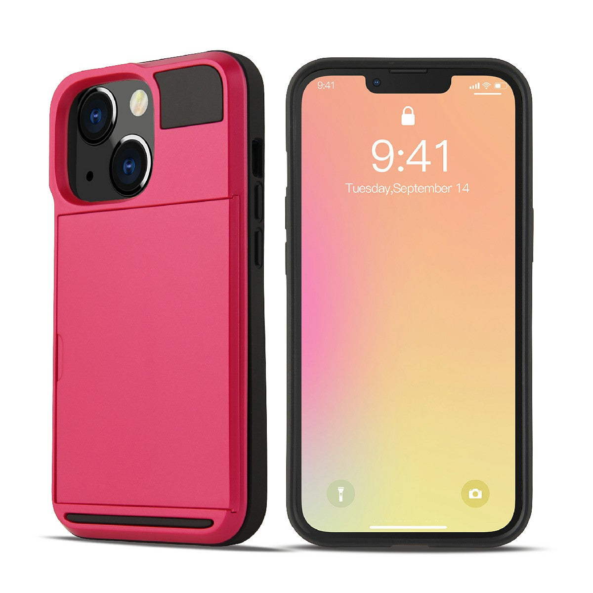 TPU + PC Hybrid Phone Case Protective Cover with Slide Card Holder for iPhone 13 Pro Max 6.7 inch