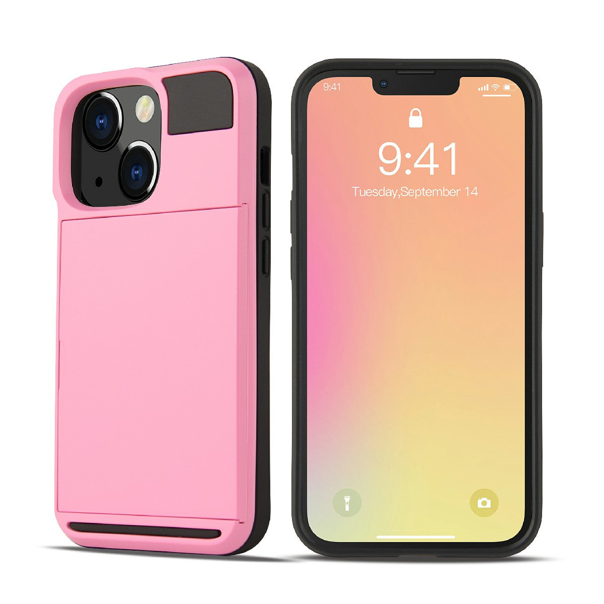 TPU + PC Hybrid Phone Case Protective Cover with Slide Card Holder for iPhone 13 Pro Max 6.7 inch