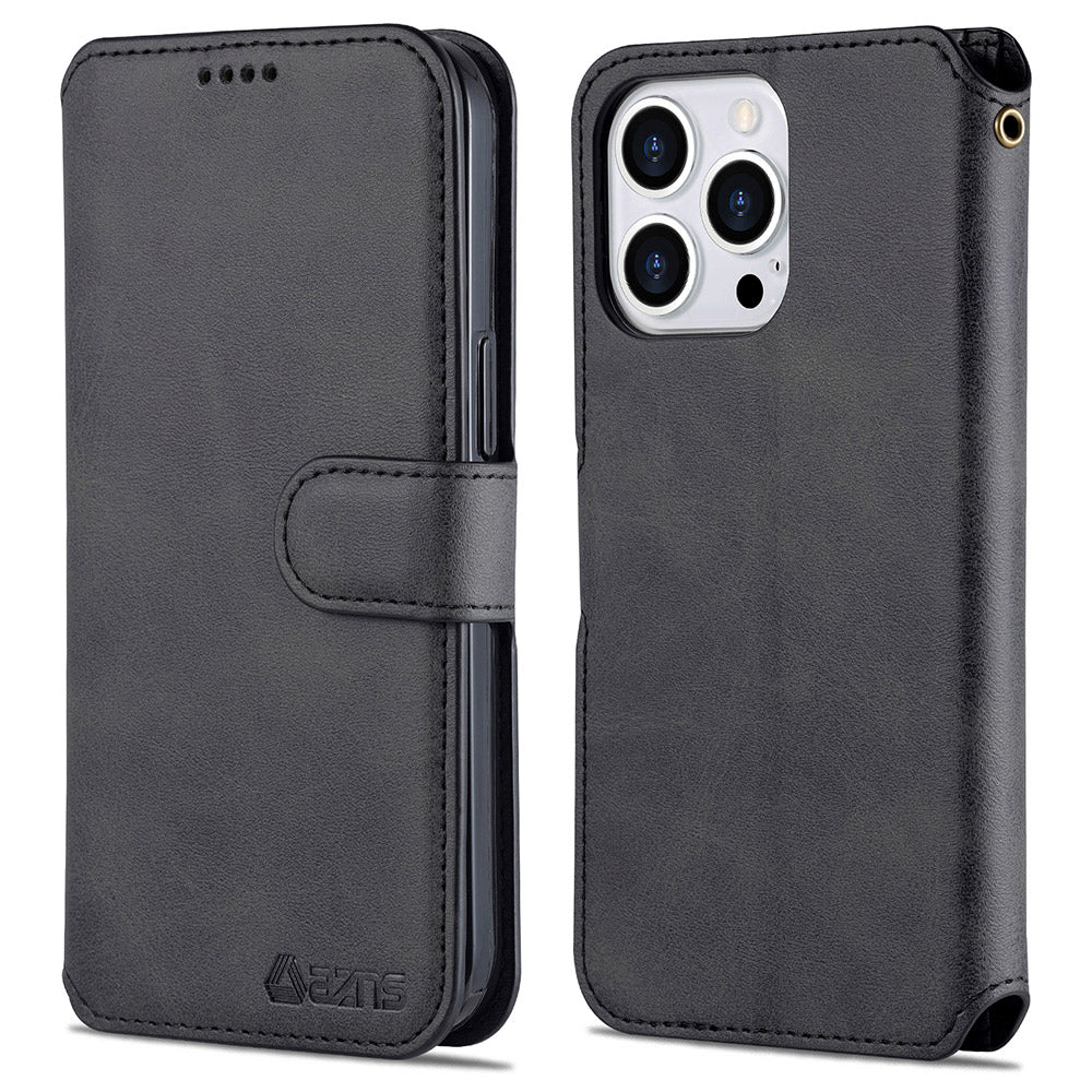 AZNS Wallet Stand Design Anti-Fall Magnetic Clasp Lightweight Leather Phone Cover Case for iPhone 13 Pro Max 6.7 inch