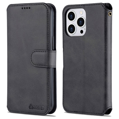 AZNS Wallet Stand Design Anti-Fall Magnetic Clasp Lightweight Leather Phone Cover Case for iPhone 13 Pro Max 6.7 inch