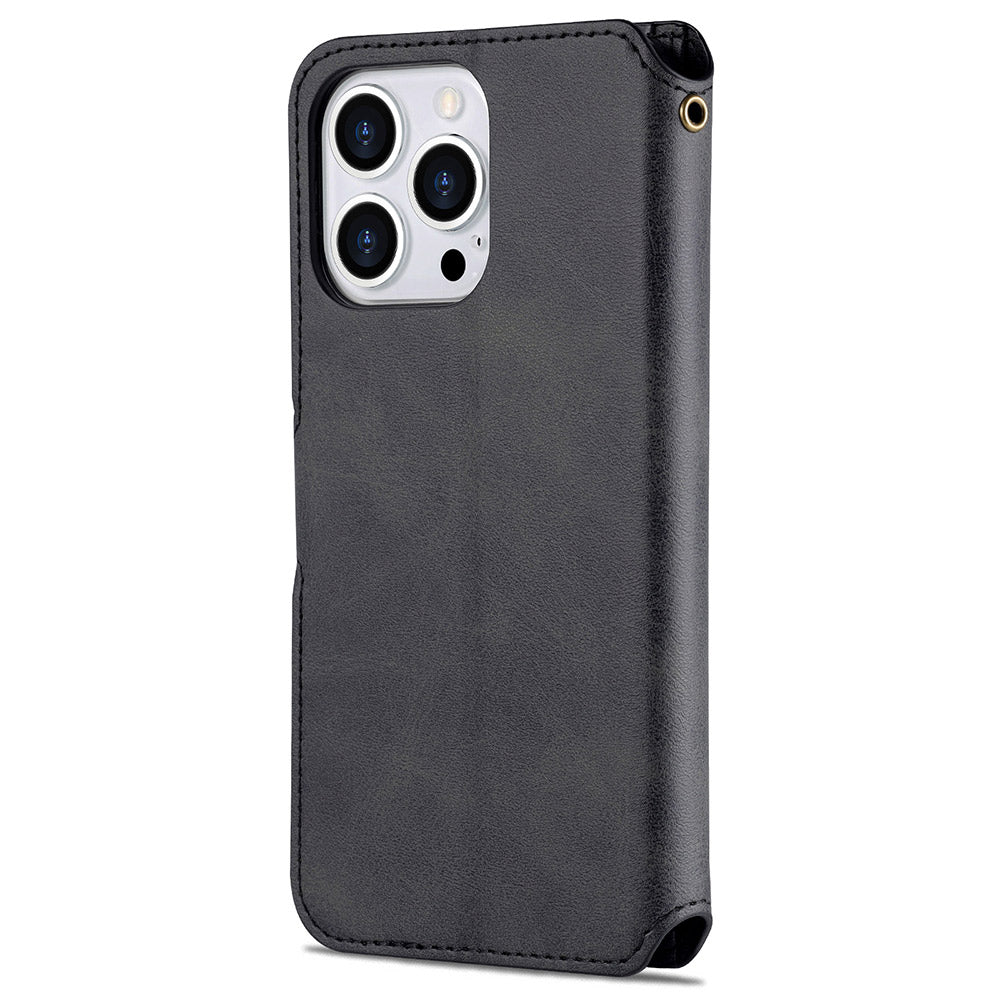 AZNS Wallet Stand Design Anti-Fall Magnetic Clasp Lightweight Leather Phone Cover Case for iPhone 13 Pro Max 6.7 inch