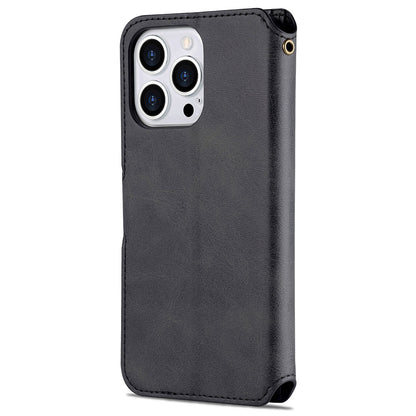 AZNS Wallet Stand Design Anti-Fall Magnetic Clasp Lightweight Leather Phone Cover Case for iPhone 13 Pro Max 6.7 inch