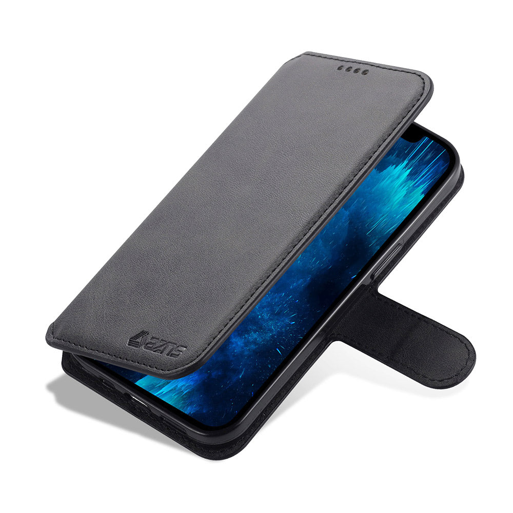 AZNS Wallet Stand Design Anti-Fall Magnetic Clasp Lightweight Leather Phone Cover Case for iPhone 13 Pro Max 6.7 inch