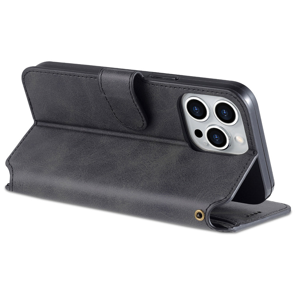 AZNS Wallet Stand Design Anti-Fall Magnetic Clasp Lightweight Leather Phone Cover Case for iPhone 13 Pro Max 6.7 inch