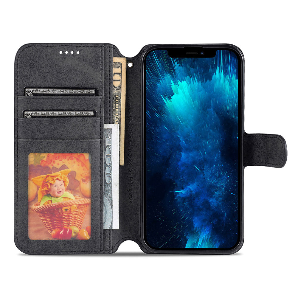 AZNS Wallet Stand Design Anti-Fall Magnetic Clasp Lightweight Leather Phone Cover Case for iPhone 13 Pro Max 6.7 inch