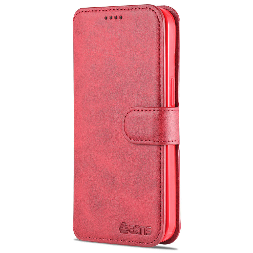 AZNS Wallet Stand Design Anti-Fall Magnetic Clasp Lightweight Leather Phone Cover Case for iPhone 13 Pro Max 6.7 inch