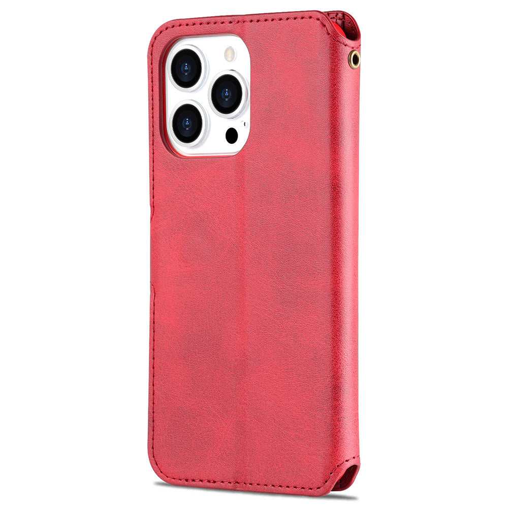 AZNS Wallet Stand Design Anti-Fall Magnetic Clasp Lightweight Leather Phone Cover Case for iPhone 13 Pro Max 6.7 inch