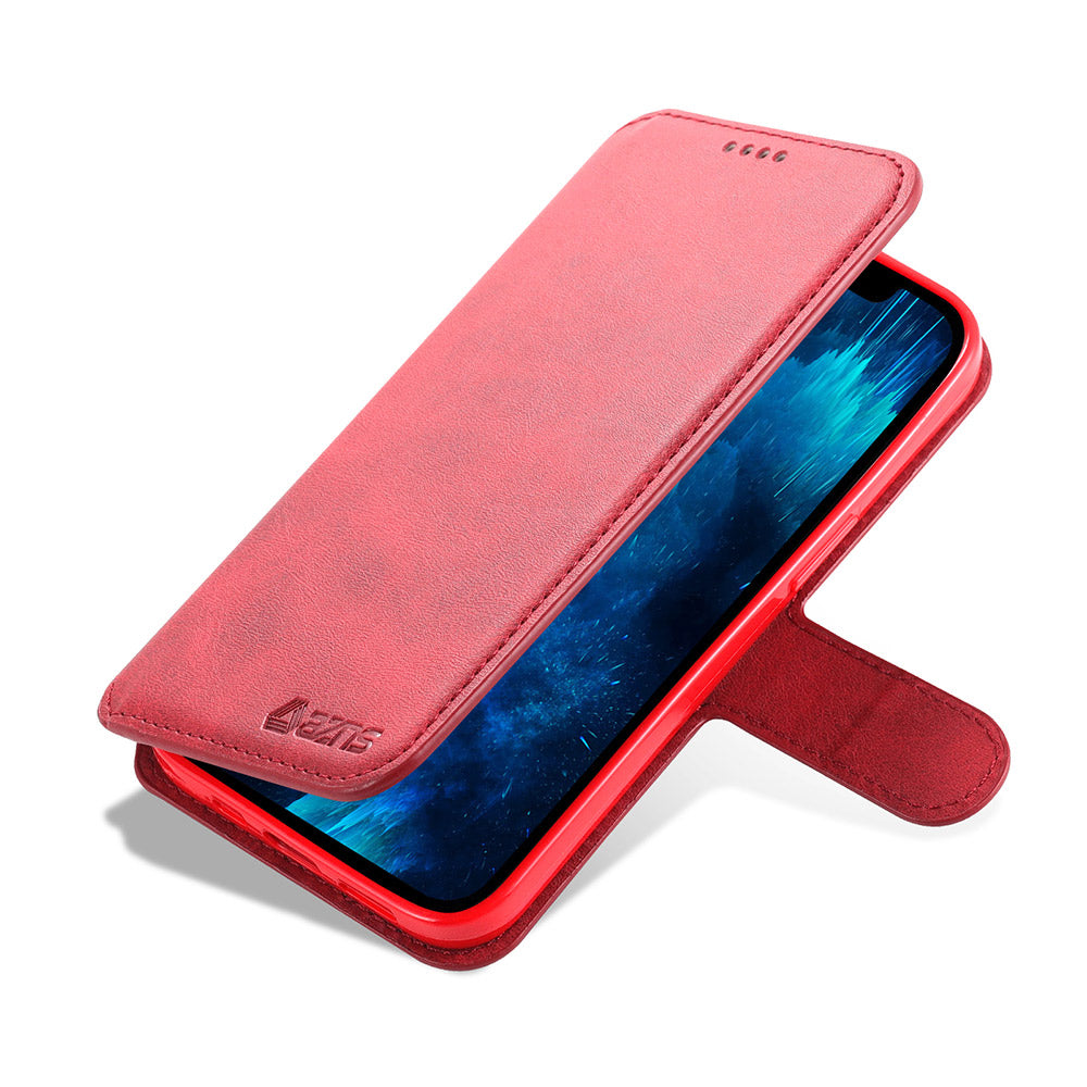 AZNS Wallet Stand Design Anti-Fall Magnetic Clasp Lightweight Leather Phone Cover Case for iPhone 13 Pro Max 6.7 inch