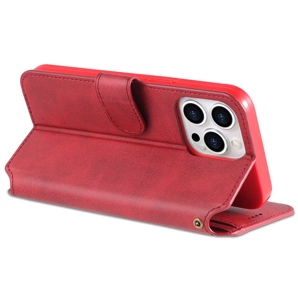 AZNS Wallet Stand Design Anti-Fall Magnetic Clasp Lightweight Leather Phone Cover Case for iPhone 13 Pro Max 6.7 inch